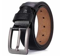 Fabrik Premium Leather Belt For Men in Black, To fit waist 48-50 Inch