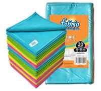 FABRIO Microfibre Cleaning Cloths - Pack of 20, 30x30cm, Ultra-Soft, Lint-Free, Super Absorbent Towels for Kitchen, Car, Glass, and Multi-Surface Cleaning - Assorted Colours