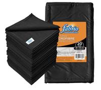 FABRIO Microfibre Cleaning Cloths - Pack of 20, 30x30cm, Ultra-Soft, Lint-Free, Super Absorbent Towels for Kitchen, Car, Glass, and Multi-Surface Cleaning - Black Colour