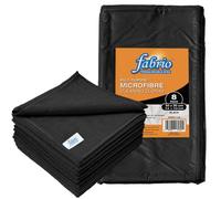 FABRIO Microfibre Cleaning Cloths - Pack of 8, 30x30cm, Ultra-Soft, Lint-Free, Super Absorbent Towels for Kitchen, Car, Glass, and Multi-Surface Cleaning - Black Colour