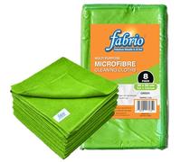 FABRIO Microfibre Cleaning Cloth - Green - 30cm x 30cm - Pack of 8