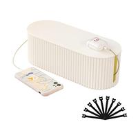 FABROK Cable Management Box with 10 Cable Ties, Cable Organizer Box for Power Strips, Surge Protectors, Chargers, Adapters, TV Computer Wires Cable Hider Organizer Box for Home/Office (Small/White)