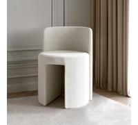FABS Lottie Fabric Foot Stool - Soft Ivory Bouclé Fabric Footstool - Ottoman Footstools for Living Room, Lounge, Bedroom Decor - Modern Compact Design, Upholstered in White, 50.5 x 47 x 63cm