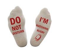 FABSELLER Do Not Disturb I'm Watching Rugby Socks Funny Cotton Socks Gift for Men Women Game Lovers Casual Socks