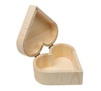 FABSELLER Wooden Storage Box Wood Unfinished Jewelry Box DIY Craft Case Earrings Necklace Ring Organiser Love Heart Shape Box with Lid Lock