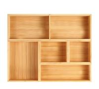 Fabsome Bathroom Drawer Organizer, Bamboo Box Bin for Junk Vanity Desk Makeup Drawer, Small Wooden Container Tea Storage Organization Tray for Kitchen Office, Set of 5