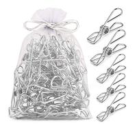 Fabsome Clothes Pegs Chip Clips Pack of 40, Long-lasting Strong-Grip Metal Laundry Clips for Washing Line, Snack Bags, Washcloth, Pictures, Paper at House, Kitchen, Office, 2 Sizes, (40 Pcs)
