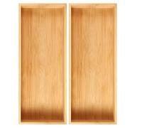 Fabsome Kitchen Utensil Drawer Organizer, Bamboo Silverware Cutlery Flatware Organizer Bins for Drawer, Wooden Container Storage Trays for Bathroom Vanity Junk Drawer, 15" x 6" Set of 2