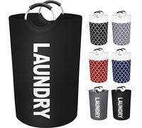 Fabspace Large Laundry Basket Laundry Hamper Bag Washing Bin Clothes Bag Collapsible Tall with Handles Waterproof Travel Bathroom College Essentials Storage for College Dorm, Family (Black) 115L