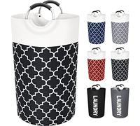 Fabspace Large Laundry Basket Laundry Hamper Bag Washing Bin Clothes Bag Collapsible Tall with Handles Waterproof Travel Bathroom College Essentials Storage for College Dorm, Family (Black) 82L