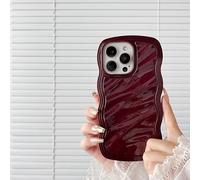 FABSPARK Case for iPhone 15,3D Wave Water Ripple Pattern Curly Wavy Frame Glossy Case,Protective for iPhone 15 6.1 Inch,Wine Red