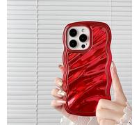 FABSPARK Case for iPhone 15 Pro,3D Wave Water Ripple Pattern Electroplate Plating Curly Wavy Frame Glitter Case,for iPhone 15 Pro 6.1 Inch,Shiny Red