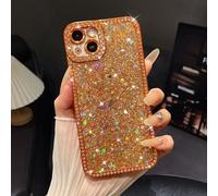 FABSPARK Case for iPhone 16,Glitter Crystal Diamond Rhinestones Sequin Shiny Bling Sparkly Glossy Luxury Electroplated Case,Aesthetic Cute Full Protection for iPhone 16,Orange