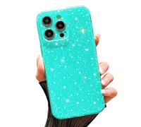FABSPARK Case for iPhone 16 Pro Max,Super Cute Vibrant Neon Glitter Shiny Bling Sparkly Glossy Girly Case,Shockproof Slim Camera Protection for iPhone 16 Pro Max 6.9 inch,Mint Green