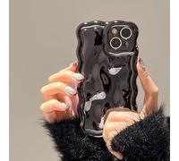 FABSPARK Case for iPhone 16e,3D Meteorite Bubble Pattern Electroplate Plating Glitter Curly Wavy Frame Glossy Case,Soft TPU Shockproof for iPhone 16e 6.1 inch,Black