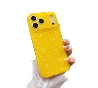 FABSPARK Case for iPhone 17 Pro Max,Super Cute Vibrant Neon Glitter Shiny Bling Sparkly Glossy Girly Case,Shockproof Slim Camera Protection for iPhone 17 Pro Max 6.9 inch,Yellow