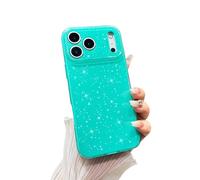 FABSPARK Case for iPhone 17 Pro Max,Super Cute Vibrant Neon Glitter Shiny Bling Sparkly Glossy Girly Case,Shockproof Slim Camera Protection for iPhone 17 Pro Max 6.9 inch,Mint Green