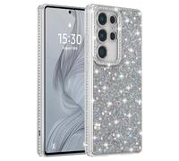 FABSPARK Case for Samsung Galaxy S23,Glitter Crystal Diamond Rhinestone Sequin Shiny Bling Sparkly Glossy Luxury Electroplated,Aesthetic Cute Full Protection for Samsung Galaxy S23,Silver