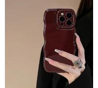 FABSPARK iPhone 13 Case, Simple Wave Design with Wave Frame Soft Silicone Aesthetic Case for iPhone 13 Wine Red