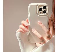 FABSPARK Phone Case for iPhone 12 Case,Simple Wave Design Wavy Frame Soft Silicone Aesthetic for iPhone 12,Beige