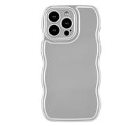 FABSPARK Phone Case for iPhone 15 Plus Case,Simple Wave Design Wavy Frame Soft Silicone Aesthetic for iPhone 15 Plus,Silver