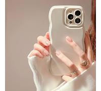 FABSPARK Phone Case for iPhone 16 Case,Simple Wave Design Wavy Frame Soft Silicone Aesthetic for iPhone 16,Beige