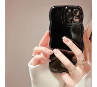 FABSPARK Phone Case for iPhone 16 Case,Simple Wave Design Wavy Frame Soft Silicone Aesthetic for iPhone 16,Black