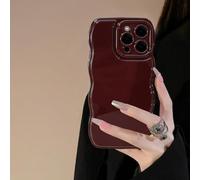 FABSPARK Phone Case for iPhone 16 Plus, Simple Waves Design with Wave Frame Soft Silicone Aesthetic, Phone Case for iPhone 16 Plus, Wine Red