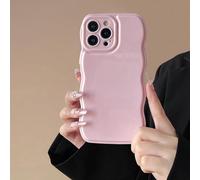 FABSPARK Phone Case for iPhone 16 Pro Max Case,Simple Wave Design Wavy Frame Soft Silicone Aesthetic for iPhone 16 Pro Max,Light Pink