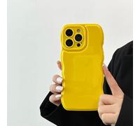 FABSPARK Phone Case for iPhone 16 Pro Max Case,Simple Wave Design Wavy Frame Soft Silicone Aesthetic for iPhone 16 Pro Max,Lemon Yellow