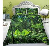 FABTOP Tropical Jungle Rainforest Bed Linen Set 135 x 200 cm 3D Jungle Palm Leaves Pattern Duvet Cover Green Jungle Botanical Plant Green Leaves Bed Linen (4.200 x 200 cm)