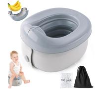 Fabulas Travel Potty, Portable Potty Seat for Toddler Travel with Storage Bags Foldable Training Toilet Chair for Kids Boys Girls Car Potty for Camping Outdoor and Indoor, 100 Disposable Liners, Grey