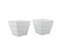 FABULETTA 2pcs Square Plastic Breathable Root Control Flower Pots with Trays Thick Nursery Pots for Healthy Root Development Plant Growth Vegetables Cuttings Succulent Cacti Herbs(12cm black)