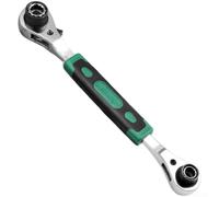 FABULETTA 4 in 1 Ratchet Wrench Double Head, High Torque Chrome Vanadium Steel Anti-Rust Hand Tool for Household Garage Mechanical Work Silver(H)