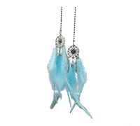 FABULETTA Car Rear View Mirror Catcher Handmade Hanging Decoration Small Feathers Home Car Accessories (Blue)