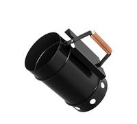 FABULETTA Charcoal Grill Chimney Starter Quick Release Igniter Galvanized Steel Construction Solid Wood Handle Heat Resistant Grip (Black)