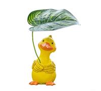 FABULETTA Creative Ducks Garden Statue Outdoor Decoration Resin Sculpture Cute Little Statue Holding Leaf Umbrella For Courtyard Terrace Porch(Yellow)