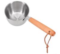 FABULETTA Stainless Steel Milk Pot with Wooden Handle, Small Saucepan for Heating Milk, Melting Butter, Making Coffee, or Warming Chocolate and Sauces(150ml)
