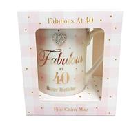Fabulous 40th China Mug Age Happy Birthday Diamante Boxed Gifts Women for Her