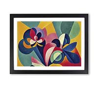 Fabulous Abstract Flowers Framed Wall Art Print A2 Black