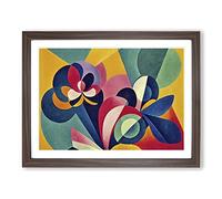 Fabulous Abstract Flowers Framed Wall Art Print A2 Walnut