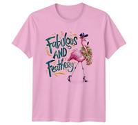 Fabulous and Feathery Flamingo Birds Graphic T-Shirt Mens Tee Womens Top Watercolor Animal Character Apparel M Light Pink