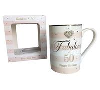 Fabulous At 50 Mug Happy Birthday Diamante 50th Milestone Gift Girls Ladies Her