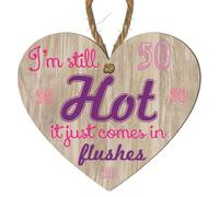 Fabulous at 50 Wooden Heart Plaque - Funny 50th Birthday Gift for Dad, Mum, Grandad, Nanny, Papa, Nan - Rustic 50th Birthday Decorations for Men and Women