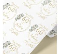 Fabulous At Any Age Personalised Wrapping Paper - Fab at 21 30 40 50 60 70 Birthday Gift Wrap - Gold Floral Design - Custom Name Milestone Present - 61cm Premium Matte Roll (7MT)