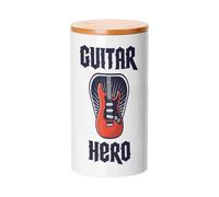 Fabulous Bamboo Ceramic Pot with Lid - Hero Music Rock Avenir Guitar - 885ml (30 oz) - Utensil Jar