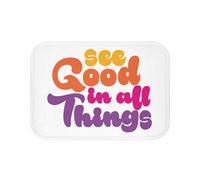Fabulous Bathroom Rug - See Good in All Things Typography Message 70's Hippie Love Self Love Positive - Dimensions: 60 x 40 cm White