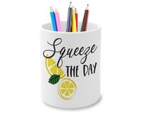 Fabulous Ceramic Pencil Pot Squeeze the Day Word Play Food Lemon 325 ml