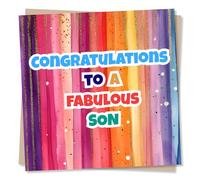 Fabulous Colourful Support or Positivity Card For Son - Rainbow, Bright, Stars - Congratulations - Exam Success, New Job, Engagment, Celebrations