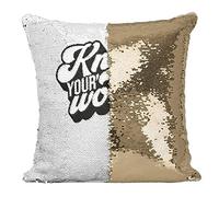 Fabulous Cushion with Sequin Cover Gold Know Your Worth Typography Lettering Quotes